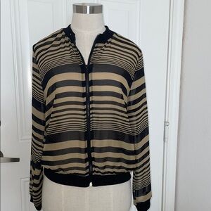 Chic Striped Black and Tan Varsity Jacket